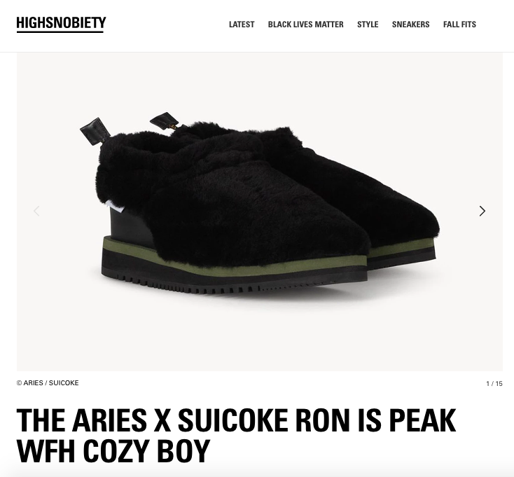 HIGHSNOBIETY: The Aries x Suicoke RON is Peak WFH Cozy Boy