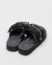 Load image into Gallery viewer, SUICOKE MOTO-PO slides with black nylon upper, black midsole and sole, strap and logo patch. From Fall/Winter 2023 collection on SUICOKE Official US &amp; Canada Webstore. OG-056PO BLACK
